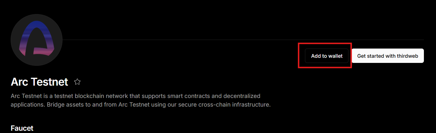 add arc testnet on metaMask
