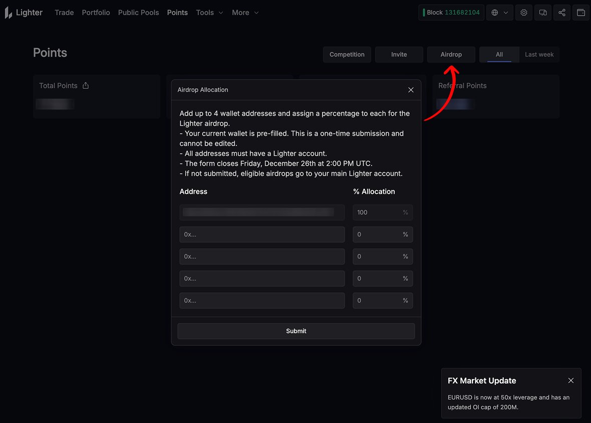 lighter airdrop form section