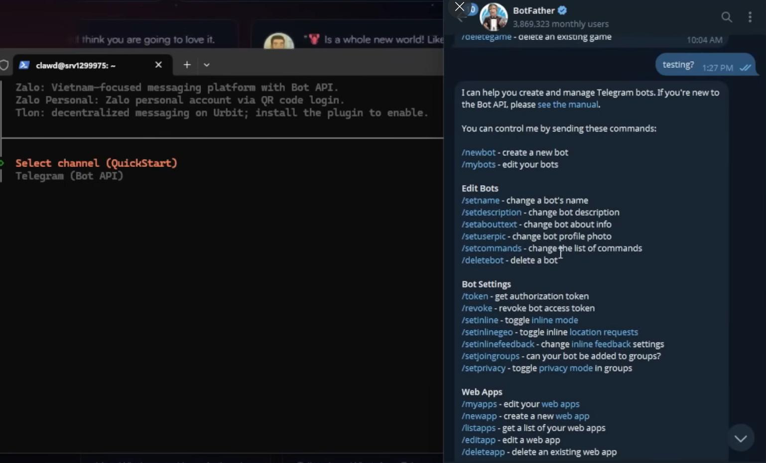 connecting with telegram