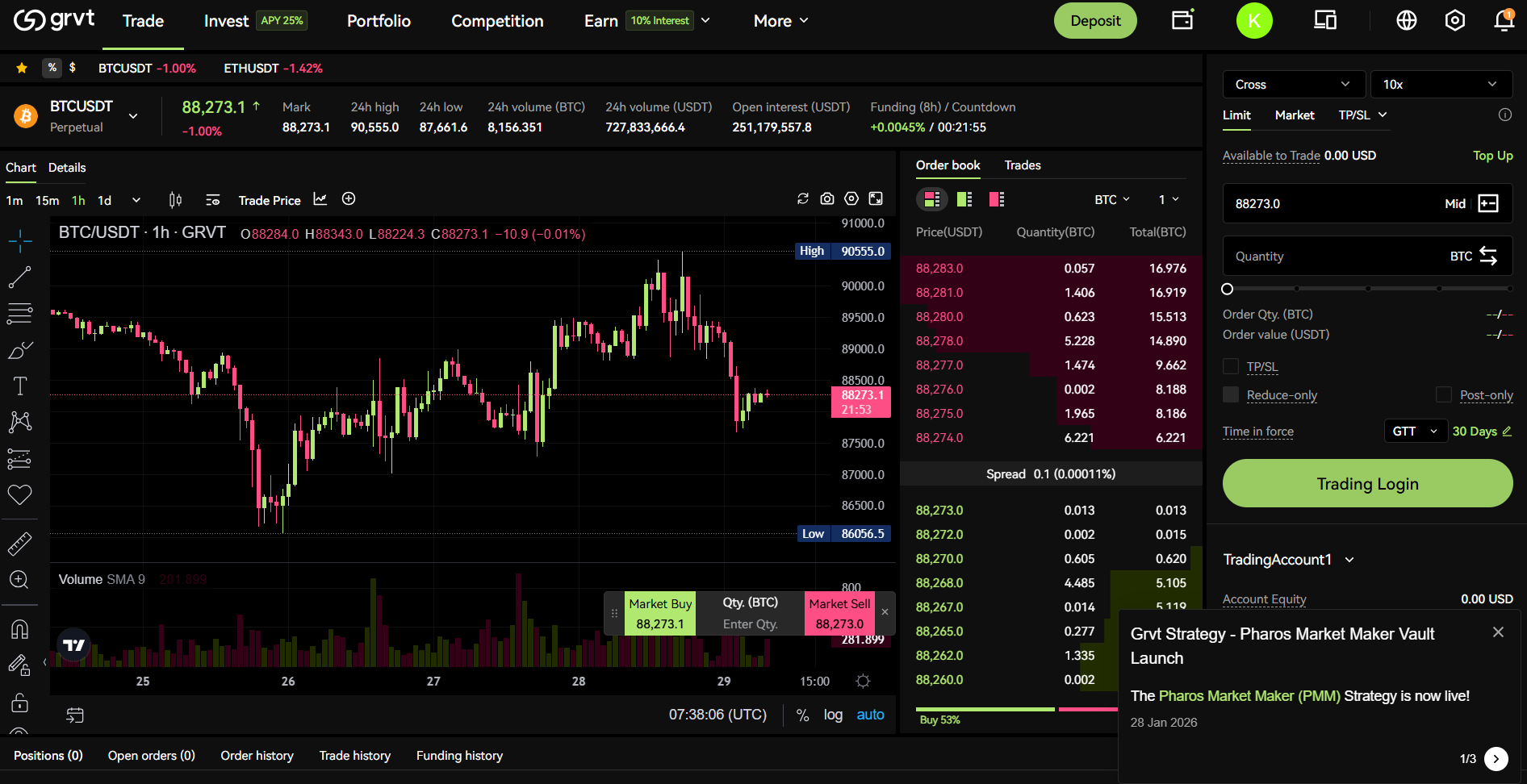grvt trading interface