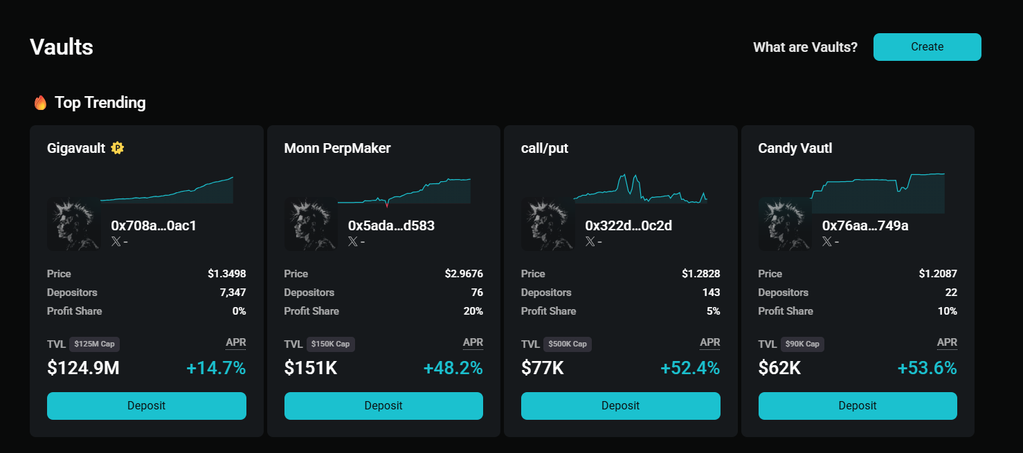 join vaults to earn yield and xp